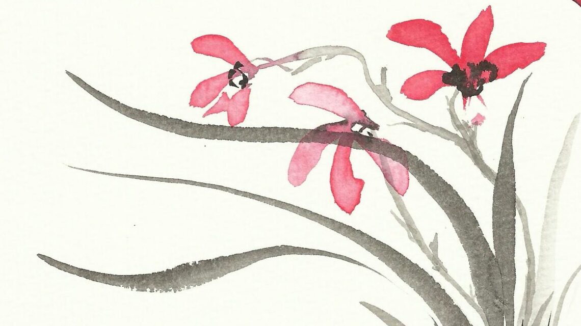 Tuschearbeit im Frühling mit zarten Linien und Lichtakzenten – zeitgenössische Kunst von Barbara Ossberger