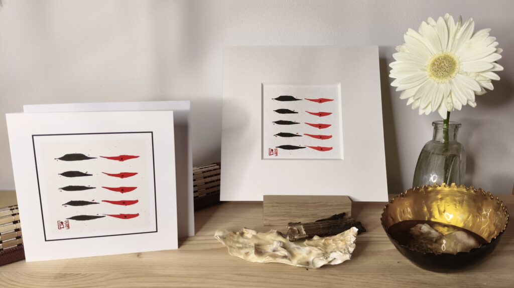boART Card und Original „nice to meet you“ mit Tuschemotiv – Kunst von Barbara Ossberger